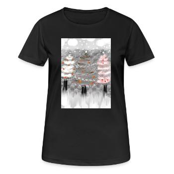Festliche Weihnachtsbaum-Dekorationen - Frauen T-Shirt atmungsaktiv - Schwarz - Vorne - AI Model Female 172 light (172cm)