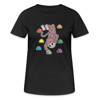 Affe Felsklettern Klettern - Frauen T-Shirt atmungsaktiv - Schwarz - Vorne - AI Model Female 172 light (172cm)