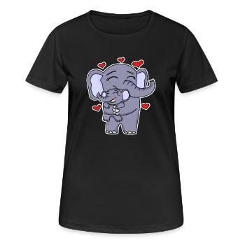 Elephant Family - Elephant with Baby - Elephant - Women's Breathable T-Shirt - black - Front - AI Model Female 172 light (172cm)