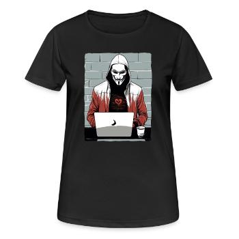 Anonymous Hacker - Frauen T-Shirt atmungsaktiv - Schwarz - Vorne - AI Model Female 172 light (172cm)