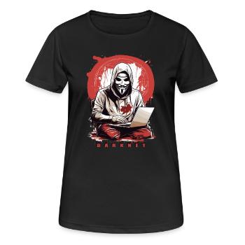 Anonymous Hacker - Frauen T-Shirt atmungsaktiv - Schwarz - Vorne - AI Model Female 172 light (172cm)