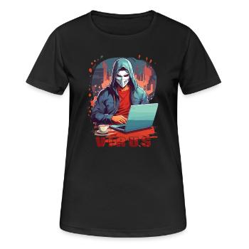 Anonymous Hacker - Frauen T-Shirt atmungsaktiv - Schwarz - Vorne - AI Model Female 172 light (172cm)