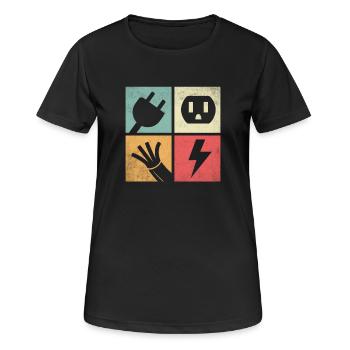 Connecteurs et Éclairs Pastel - T-shirt respirant Femme - noir - Devant - AI Model Female 172 light (172cm)