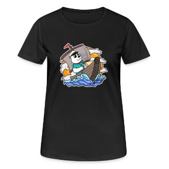Kapitän Seemann Bär - Frauen T-Shirt atmungsaktiv - Schwarz - Vorne - AI Model Female 172 light (172cm)