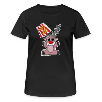 Popcorn Kino Reh Weihnachten - Frauen T-Shirt atmungsaktiv - Schwarz - Vorne - AI Model Female 172 light (172cm)