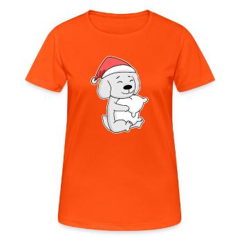 Chien maltais Animal Noël - T-shirt respirant Femme - orange néon - Devant - AI Model Female 172 dark (172cm)