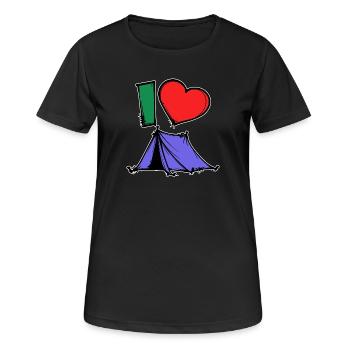 Déclaration de camping Randonneur Coeur Wanderlust Tentes - T-shirt respirant Femme - noir - Devant - AI Model Female 172 light (172cm)