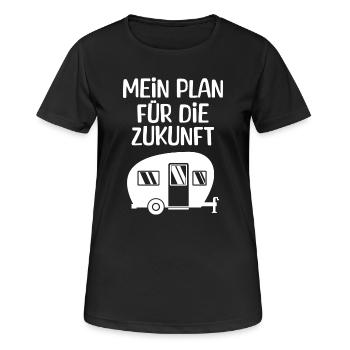 Wanderlust Camping Chillen Wohnwagen Statement - Frauen T-Shirt atmungsaktiv - Schwarz - Vorne - AI Model Female 172 light (172cm)