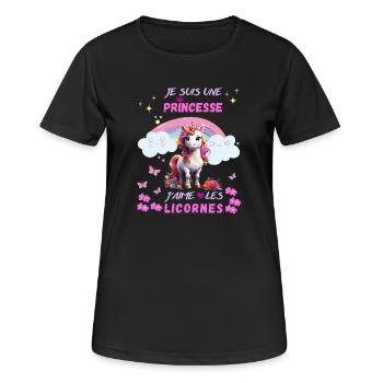 I'm a princess I love unicorns - Women's Breathable T-Shirt - black - Front - AI Model Female 172 light (172cm)