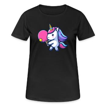 Einhorn Unicorn mit Tischtennisschläger für - Frauen T-Shirt atmungsaktiv - Schwarz - Vorne - AI Model Female 172 light (172cm)
