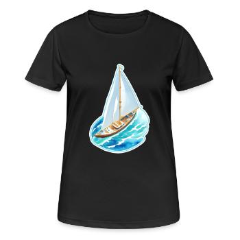 Segelschiff - Frauen T-Shirt atmungsaktiv - Schwarz - Vorne - AI Model Female 172 light (172cm)