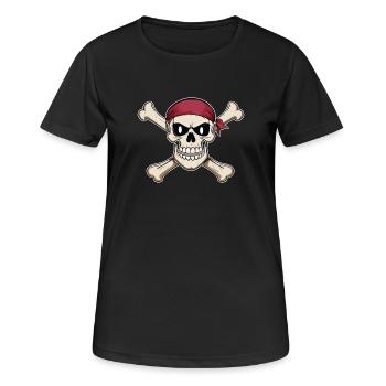 Drapeau de pirate tête de pirate crâne et os - T-shirt respirant Femme - noir - Devant - AI Model Female 172 light (172cm)