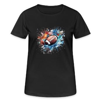 Explosion de couleurs d’éclaboussures de football américain - T-shirt respirant Femme - noir - Devant - AI Model Female 172 light (172cm)