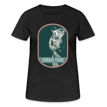Bengalischer Tiger Porträt Aufnäher: Indische Fauna - Frauen T-Shirt atmungsaktiv - Schwarz - Vorne - AI Model Female 172 light (172cm)