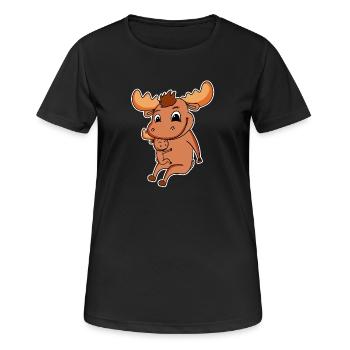 Moose Family - Moose with Baby - Women's Breathable T-Shirt - black - Front - AI Model Female 172 light (172cm)