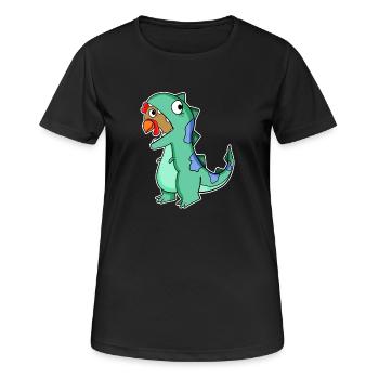 Déguisement de dinosaure poulet - T-shirt respirant Femme - noir - Devant - AI Model Female 172 light (172cm)