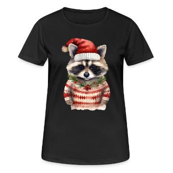 Waschbär Weihnachtspullover - Frauen T-Shirt atmungsaktiv - Schwarz - Vorne - AI Model Female 172 light (172cm)