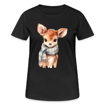 Delicate fawn with scarf - Women's Breathable T-Shirt - black - Front - AI Model Female 172 light (172cm)
