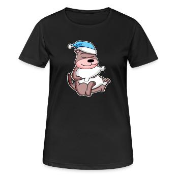 Weasel with pillow and sleepy cap - Women's Breathable T-Shirt - black - Front - AI Model Female 172 light (172cm)