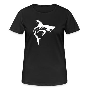 SHARK - Frauen T-Shirt atmungsaktiv - Schwarz - Vorne - AI Model Female 172 light (172cm)