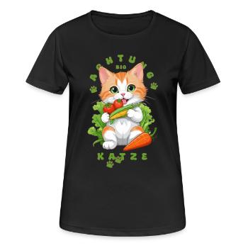 Bio Katze - Frauen T-Shirt atmungsaktiv - Schwarz - Vorne - AI Model Female 172 light (172cm)