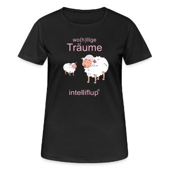 Traumfluffige Schafe - Frauen T-Shirt atmungsaktiv - Schwarz - Vorne - AI Model Female 172 light (172cm)