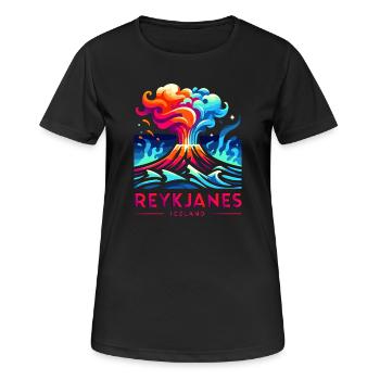 Éruption du volcan de Reykjanes, Islande - T-shirt respirant Femme - noir - Devant - AI Model Female 172 light (172cm)