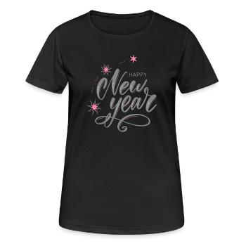 happy New Year - Frauen T-Shirt atmungsaktiv - Schwarz - Vorne - AI Model Female 172 light (172cm)