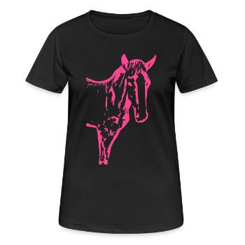 Horse pink pink, foal - Women's Breathable T-Shirt - black - Front - AI Model Female 172 light (172cm)
