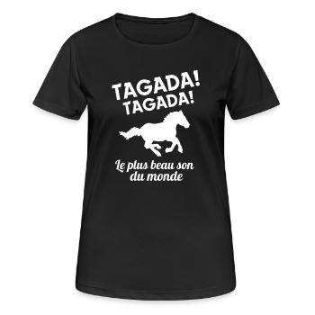 cheval, équitation, centre équestre - T-shirt respirant Femme - noir - Devant - AI Model Female 172 light (172cm)