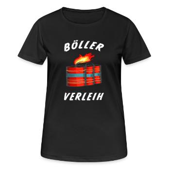 Böller Verleih Fun - Frauen T-Shirt atmungsaktiv - Schwarz - Vorne - AI Model Female 172 light (172cm)