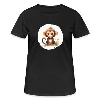 Affe Aquarell - Frauen T-Shirt atmungsaktiv - Schwarz - Vorne - AI Model Female 172 light (172cm)