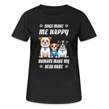 Hunde machen mich Glücklich... - Frauen T-Shirt atmungsaktiv - Schwarz - Vorne - AI Model Female 172 light (172cm)