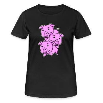 Pigs Pig Piggy - Women's Breathable T-Shirt - black - Front - AI Model Female 172 light (172cm)