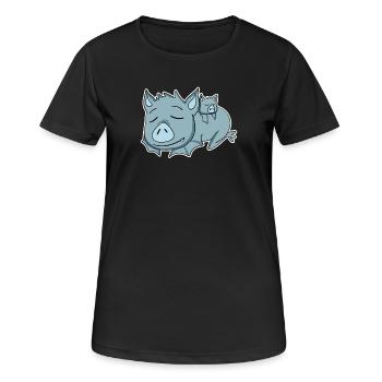 Famille de chauves-souris - Chauve-souris avec bébé - T-shirt respirant Femme - noir - Devant - AI Model Female 172 light (172cm)