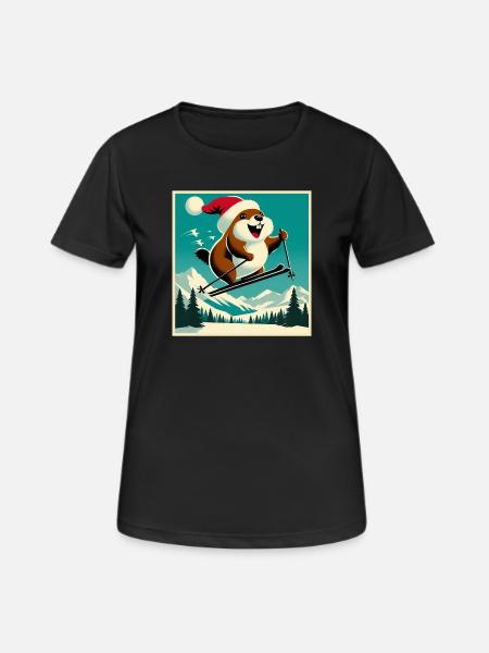 Marmotte Ski Affiche Vintage - T-shirt respirant Femme - noir