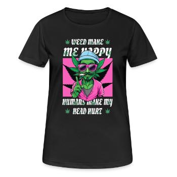 Weed macht mich Glücklich... - Frauen T-Shirt atmungsaktiv - Schwarz - Vorne - AI Model Female 172 light (172cm)