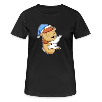 Bison with pillow and sleepy cap - Women's Breathable T-Shirt - black - Front - AI Model Female 172 light (172cm)