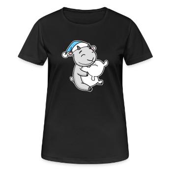 Chèvre avec oreiller et bonnet somnolent - T-shirt respirant Femme - noir - Devant - AI Model Female 172 light (172cm)