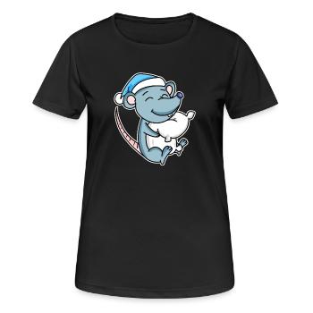 Maus mit Kissen und Schlafmütze - Frauen T-Shirt atmungsaktiv - Schwarz - Vorne - AI Model Female 172 light (172cm)