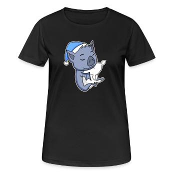 Bat with pillow and sleepy cap - Women's Breathable T-Shirt - black - Front - AI Model Female 172 light (172cm)