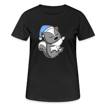 Stinktier mit Kissen und Schlafmütze - Frauen T-Shirt atmungsaktiv - Schwarz - Vorne - AI Model Female 172 light (172cm)