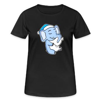 Elefant mit Kissen und Schlafmütze - Frauen T-Shirt atmungsaktiv - Schwarz - Vorne - AI Model Female 172 light (172cm)