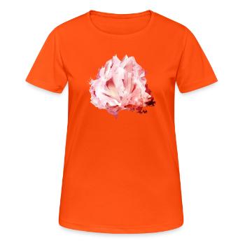 leuchtendes rosafarbenes Rosenquarz Kristall Motiv - Frauen T-Shirt atmungsaktiv - Neonorange - Vorne - AI Model Female 172 dark (172cm)