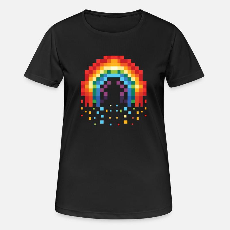 Pixel Art Rainbow 8-Bit Retro - Women's Breathable T-Shirt - black