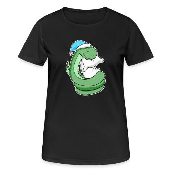 Snake with pillow and sleepy cap - Women's Breathable T-Shirt - black - Front - AI Model Female 172 light (172cm)