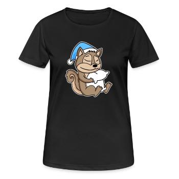 Écureuil avec oreiller et bonnet somnolent - T-shirt respirant Femme - noir - Devant - AI Model Female 172 light (172cm)