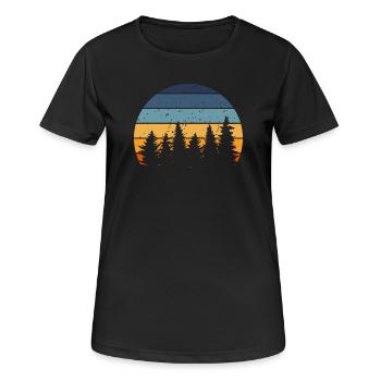 Forêt nature arbre retro - T-shirt respirant Femme - noir - Devant - AI Model Female 172 light (172cm)