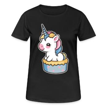 Einhorn Torte - Frauen T-Shirt atmungsaktiv - Schwarz - Vorne - AI Model Female 172 light (172cm)