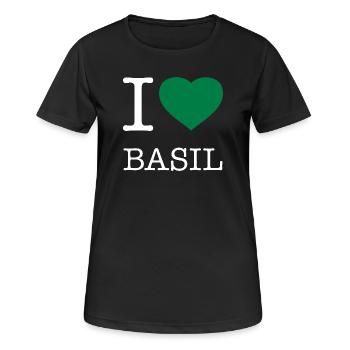 J’AIME LE BASILIC Basilikum - T-shirt respirant Femme - noir - Devant - AI Model Female 172 light (172cm)